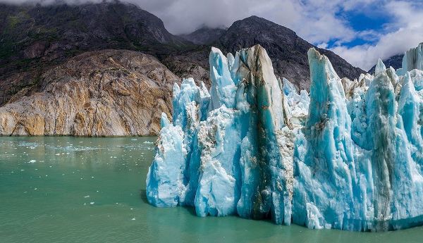 Alaska-Tracy Arm-Fords Terror Wilderness-Aerial view of blue face of Dawes Glacier